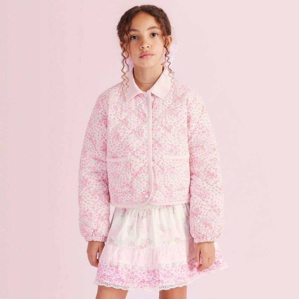 LoveShackFancy - Girls' Charlotte Roseheart Quilted Barn Jacket - L Pink